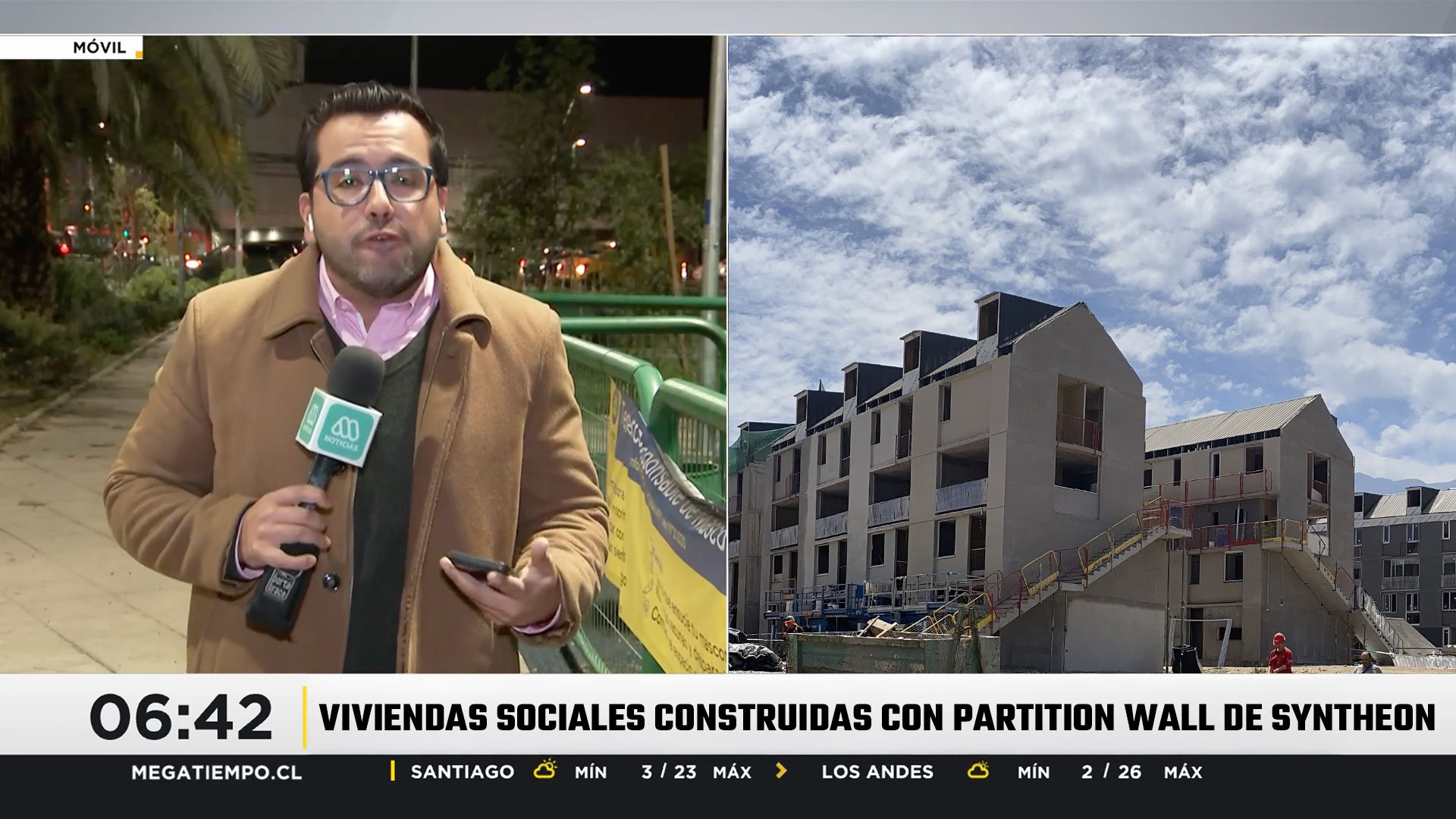 Meganoticias destaca Parque Los Encinos: viviendas sociales construidas con Partition Wall de Syntheon Chile